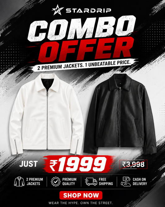 White & Black Premium Leather Racing Jacket | StarDrip