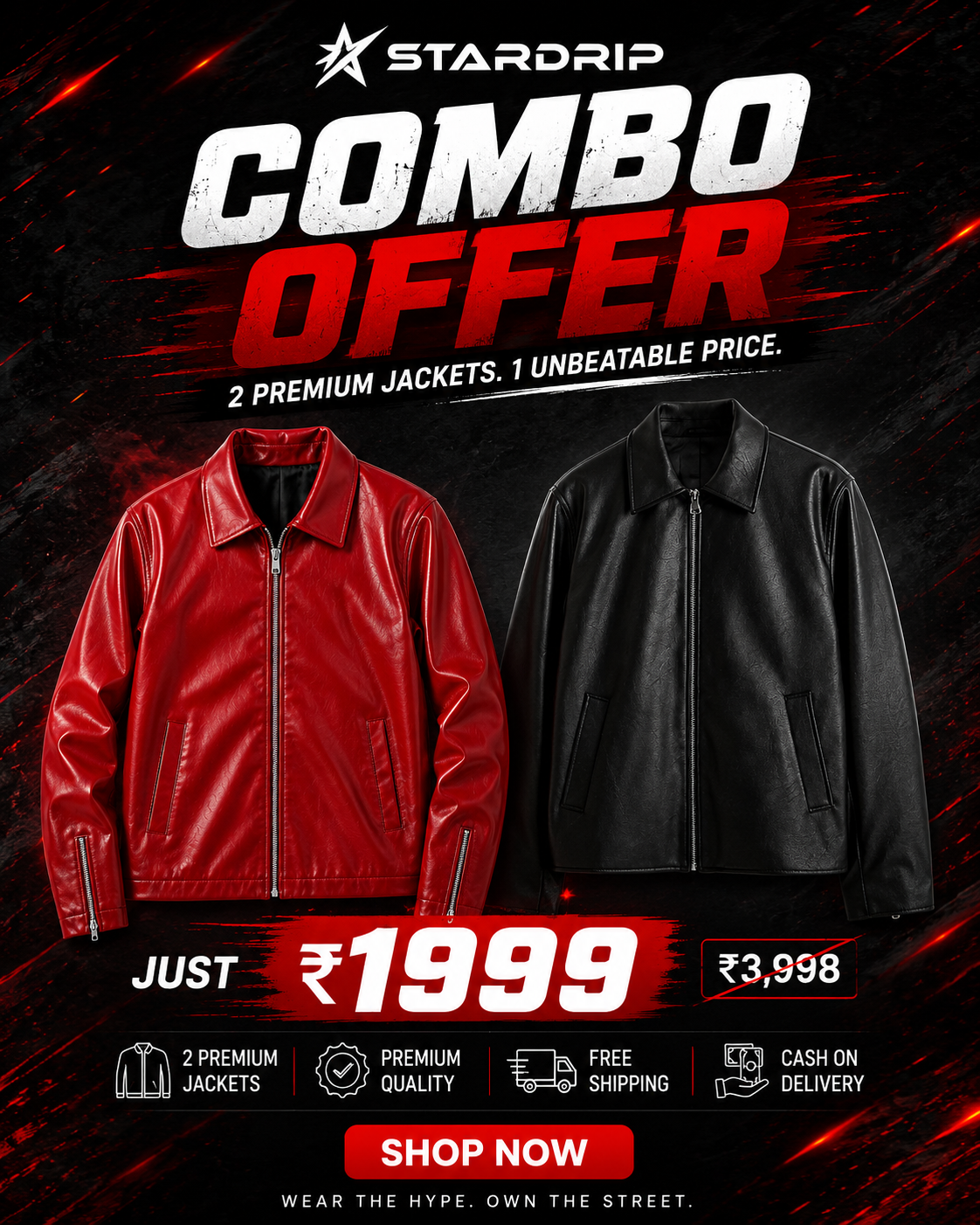 Red & Black Premium Leather Racing Jacket for Men & Women | Stardrip