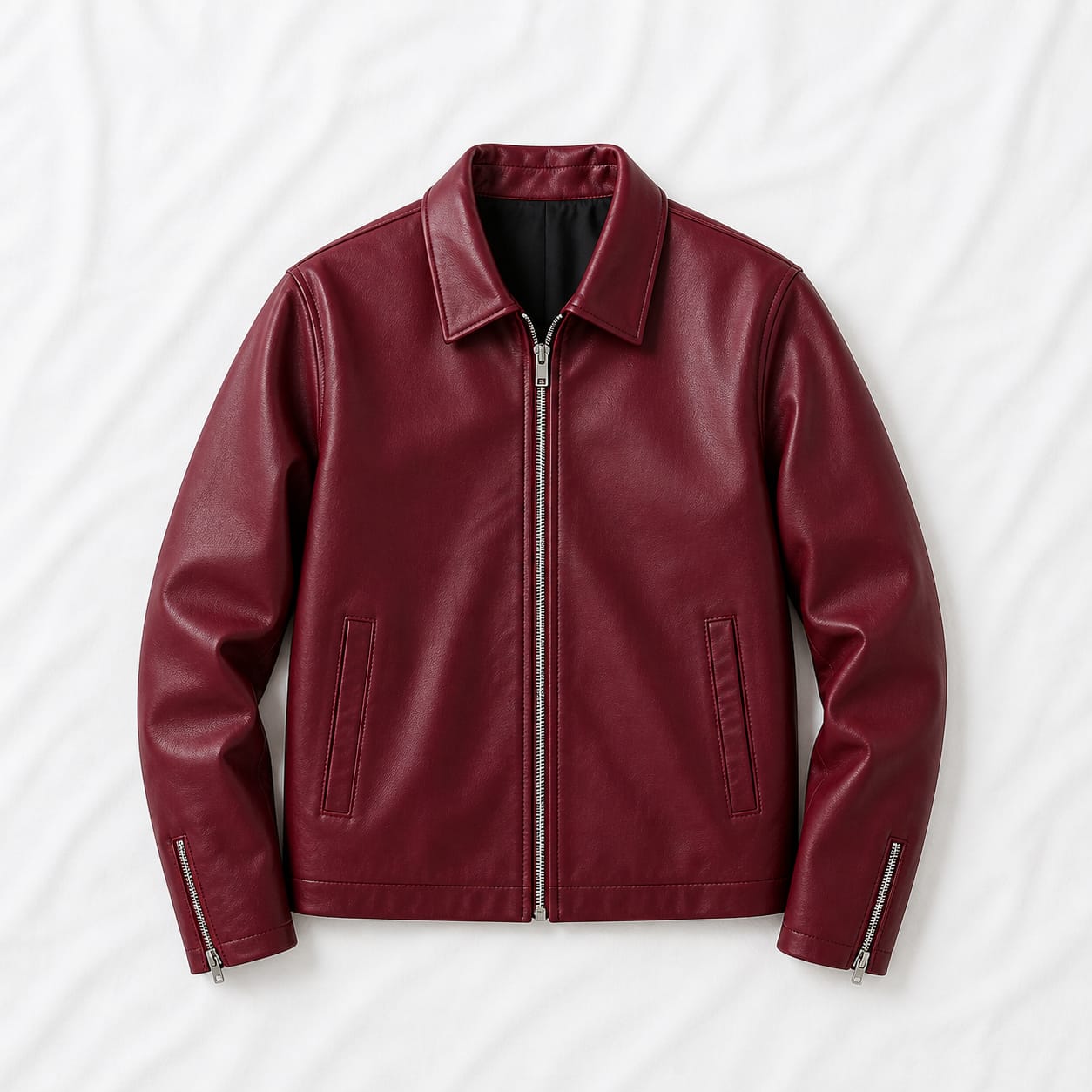 Premium Burgundy Leather Jacket – Unisex