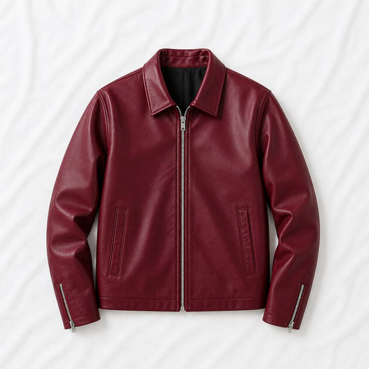 Premium Burgundy Leather Jacket – Unisex