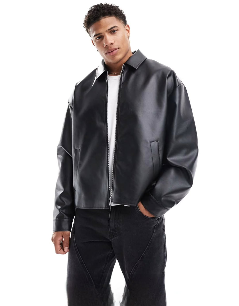 Premium Black Faux Leather Jacket – Unisex