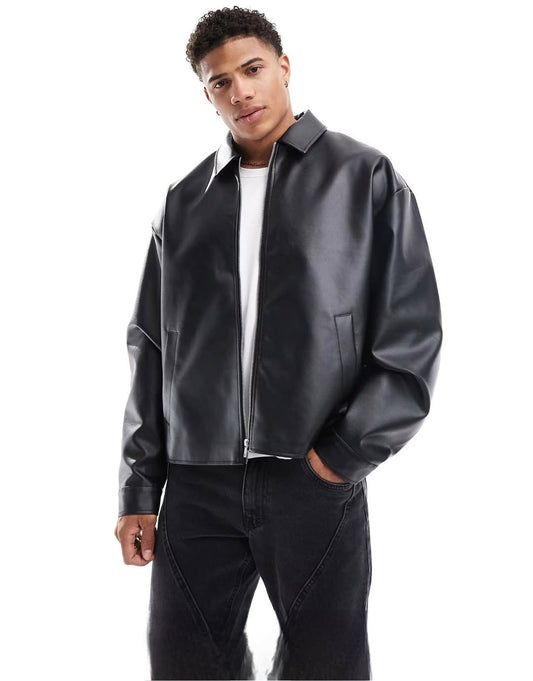 Premium Black Faux Leather Jacket – Unisex